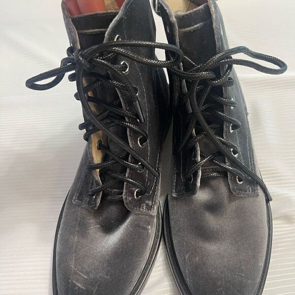 Dolce Vita Womens Lace Up Bardot Combat Boots Charcoal Velvet Size 8 - Picture 3 of 9
